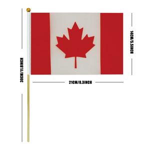 Оптовая продажа, лидер продаж, страны мира, 14*21 см, Канада, размахивающий вручную флаг с деревянным стержнем - Product Image 2
