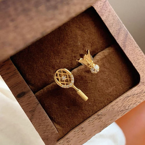 Ensemble de raquettes de <span class=keywords><strong>badminton</strong></span> de luxe pour femmes, écologiques, en cuivre et zircon plaqué or, trois ensembles, diamants brisés, élégants - Product Image 2