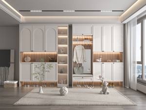 Mueble de Entrada de Madera Maciza JINGSHUN con Perchero, 5+ Cajones/Estantes, Certificado CE, Diseño Francés Moderno, Ahorro de Espacio para Sala de Estar - Product Image 1