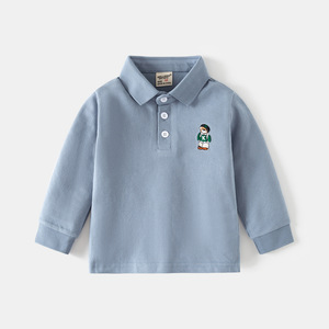 Polos à <span class=keywords><strong>manches</strong></span> <span class=keywords><strong>longues</strong></span> à la mode pour enfants garçons bébé revers hauts pour le printemps automne petits t-shirts en gros de taille moyenne - Product Image 6