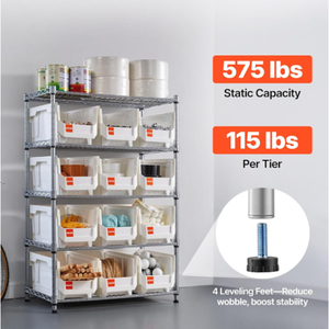 מדף אחסון מתגלגל בן 5 קומות עם 12 סלי אחסון, מדף תיל מפלדה עם גלגלים למוסך, משרד ומטבח - Product Image 4