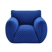 Canapé lounge en mousse de latex moulée, densité 70, douceur 40, tissu matelassé gaufré, fauteuil bleu royal