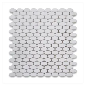 Sàn phòng tắm Penny Gạch Mosaic đá cẩm thạch trắng tinh khiết Round Shape chip