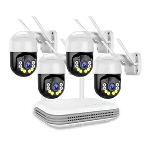 Ev güvenlik PTZ Camara De Seguridad dış CCTV 4CH 4MP ICSEE WIFI kamera kaydedici NVR seti kiti kablosuz gözetim sistemi