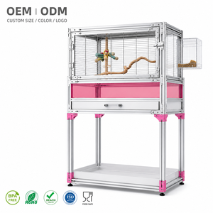 Gabbia per Uccelli con Supporto, Telaio in Profili <span class=keywords><strong>di</strong></span> Alluminio, Vassoio Estraibile in Acrilico per Pappagalli Piccoli e Medi, Gabbia Personalizzabile - Product Image 2