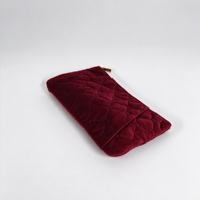 Pochette de soirée en velours rouge bordeaux matelassée diamantée avec plis latéraux pour femme, pochette de voyage de luxe pour maquillage