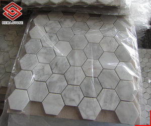 Carreaux de mosaïque en marbre blanc de Carrare naturel hexagone moderne de 12 "x 12" pour mur de salle de bain - Product Image 2