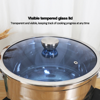 Ensemble de 6 ustensiles de cuisine multifonctionnels en acier inoxydable de grande capacité avec couvercle en verre, compatible gaz et lave-vaisselle, pour la cuisine à domicile