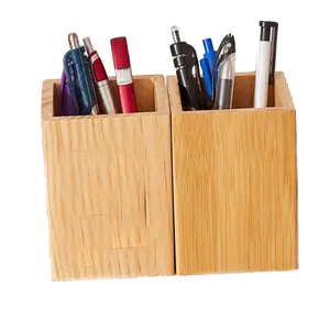 Hete Verkoop Handgemaakte Bamboe Houten Bureau Pen Potlood Houder Voor Kantoor