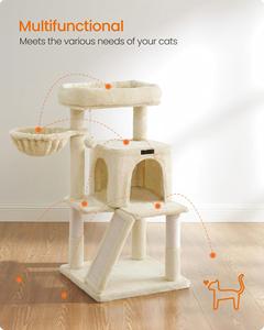 Árbol para Gatos Starmon, Torre para Gatos, Condominio de Múltiples Niveles con Percha Ancha, Postes para Rascar y Rampa, Hamaca para Gatos - Product Image 6