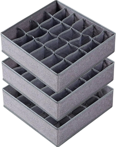 24-Cell Eco-Friendly Fabric Foldable Closet Organizer <strong>Rectangle</strong> Shape Collapsible Storage <strong>Bins</strong> Sock Ties for Underwear Clothes - Product Image 1