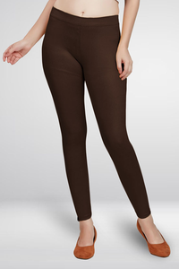 Leggings stretch marron foncé pour femmes, taille haute, coupe ajustée, longueur cheville, confortables, décontractés, à porter au quotidien, leggings tendance - Product Image 3