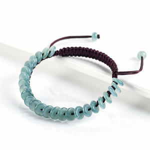 Pulsera de Jade Natural Azul Agua Ajustable, Tejido de Alta Calidad, Diseño Original para Mujer, Venta al por Mayor SL81 - Product Image 2