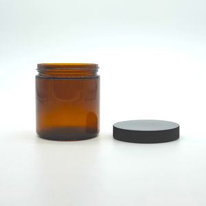 Tarro de cristal de vela de bendición de oración ámbar a granel, 4oz, 8oz, 16oz, tarro de cristal de lado recto transparente/esmerilado con tapa negra de plástico con tornillo - Product Image 3