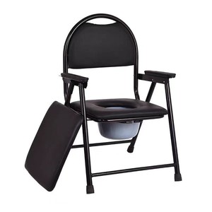 Chaise de toilette pliable avec seau, commode portable en acier inoxydable pour personnes âgées, usage domestique - Product Image 2