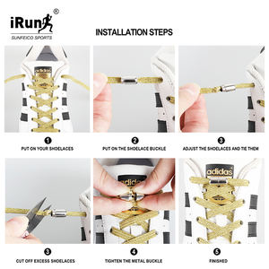 <span class=keywords><strong>IRun</strong></span> corbata elástico cordones de los zapatos con hebilla de Metal ajustable corbata libre cordones para adultos niños zapatillas de deporte Zapatillas zapatos de cuero - Product Image 5