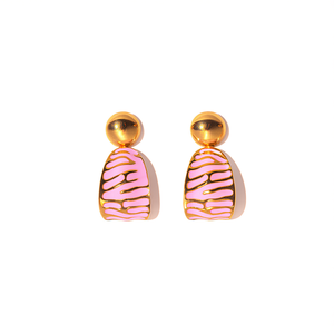 Pendientes de Moda con Diseño de Cebra Rosa, Acero Inoxidable 316L, Baño de Oro PVD, Joyería de Alta Gama - Product Image 2