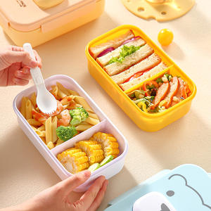 Lonchera divertida con forma rectangular, apta para microondas, con tapa de plástico, para estudiantes y oficinas. - Product Image 3