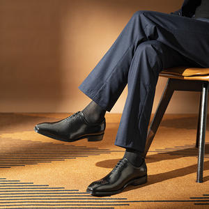 Zapatos Oxford Derby de Hombre, de Cuero Genuino, con Cordones, de Punta Cuadrada, Casuales de Negocios, con Función de Masaje y Antideslizantes - Product Image 3