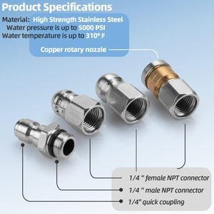 Ensemble de 6 buses en acier inoxydable Sulai Machinery pour nettoyeur haute pression, nettoyage de canalisations, usage intensif - Product Image 4