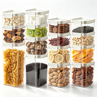 Recipientes Herméticos para Almacenamiento de Alimentos, Modulares, Transparentes, Apilables, con Tapa de Bloqueo, Frascos Herméticos Libres de BPA, Organizador de Granos y Pasta para Despensa