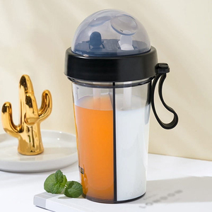 Botella de <span class=keywords><strong>agua</strong></span> de doble uso de 420ml/600ml, vaso dividido de dos lados, botella transparente con doble pajita - Product Image 1