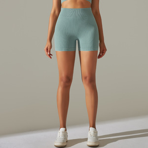 JAC22 Xg7143 Pantalones Cortos Deportivos de Cintura Alta para Mujer, Control de Abdomen, Sin Costuras, Rayas, Efecto Levanta Glúteos, Leggings de Yoga - Product Image 3