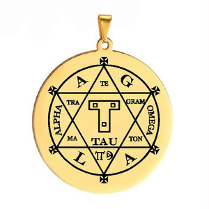 HLSS651 símbolos de joyería de acero de titanio en el hexagrama de Salomón amuleto talismán marcado láser collar con colgante de acero inoxidable - Product Image 6