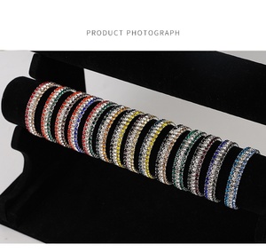 <span class=keywords><strong>Bracelet</strong></span> élastique PFT multicolore à <span class=keywords><strong>3</strong></span> <span class=keywords><strong>rangs</strong></span> avec strass dégradés, plaqué or/argent, diamants étincelants polyvalents et simples - Product Image 6