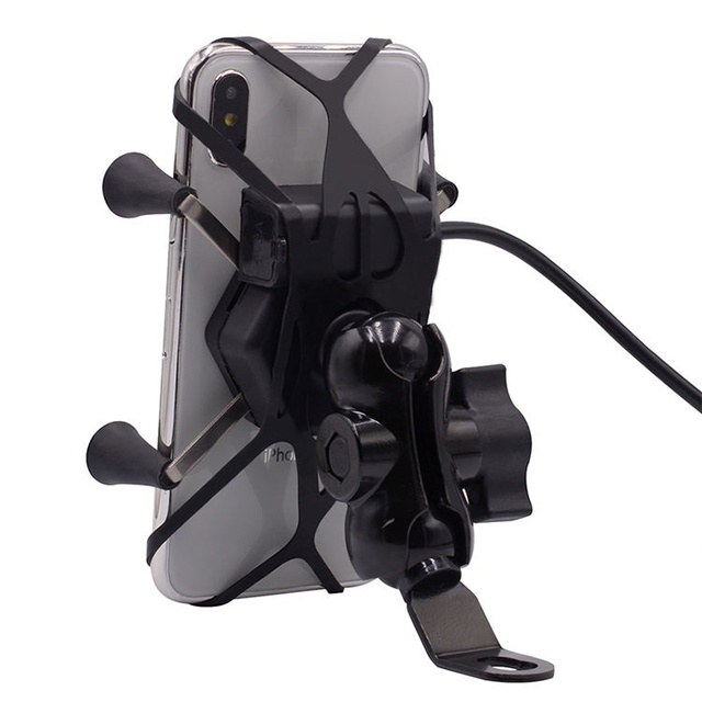 Universal X Type Mobile Mount Motorcycle Phone Holder With Usb Charger Anti Vibration Mobile Stand Motorcycle Phone Holder