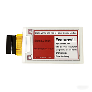 จอแสดงผล E-Paper ขนาด 1.3 นิ้ว ความละเอียด 144x200 พร้อมไดรเวอร์ SPI SSD1680 รองรับโหมด Deep Sleep ป้ายราคาอิเล็กทรอนิกส์สำหรับร้านค้าอัจฉริยะ สะท้อนแสงได้สูง - Product Image 1