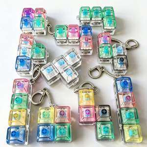 Teclado mecánico iluminado de 4 teclas, cuadrado, de PVC, con botón de descompresión, juguete antiestrés, con luces intermitentes, para aliviar el estrés, bonito - Product Image 6