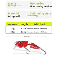 Leurre articulé WildTrek 2.5/3.5g 42mm, micro-leurre à coulée lente, courbe en S, pour la pêche au bar, à la perche, en eau douce et salée