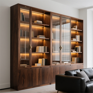 고급 사용자 정의 만든 현대적인 스타일 나무 캐비닛 책 선반 유리 문 나무 디스플레이 랙 홈 오피스 거실 호텔 - Product Image 1