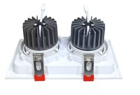 Plafonnier LED encastré rectangulaire blanc 7W-36W 110V-220V, simple, double ou triple tête COB, spot orientable