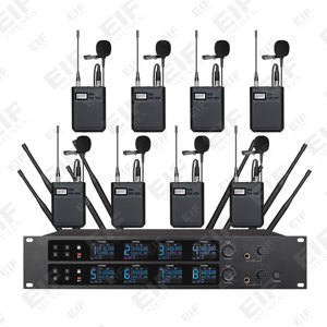 8 Channel UHF <b>Wireless</b> <b>Microphone</b> <b>System</b> Dynamic Handheld Headset Lapel Conference Mic Set for Stage Church Karaoke - Product Image 5