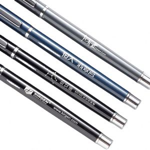 Stylo Gel Métallique Personnalisé avec Logo Imprimé, Stylo Bille Promotionnel de Haute Qualité, Pointe 0,5 mm, Encre Gel Noire et Bleue - Product Image 2