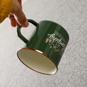 Tazza in Smalto con Logo Personalizzato, Bordo Argentato, Isolamento Termico 0-6 Ore, Tazza Portatile in Metallo per Bere, Resistente per Campeggio e Viaggi, per Caffè e Acqua - Product Image 4
