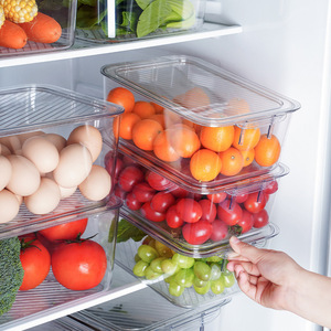 Fridge Organizer Storage <b>Boxes</b> With Lid For Food Fruits Vegetables And Eggs Rectangle <b>Plastic</b> Container Set - Product Image 1
