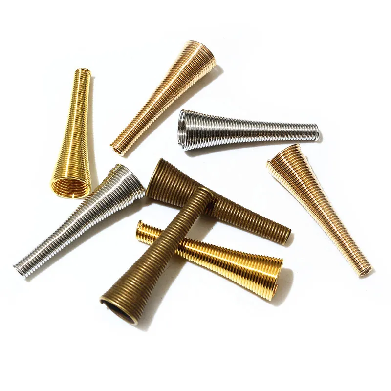 15pcs Metal Spring Funnel Shape Spacer Beads Caps DIY Beading Supplies Cone Spring Coil End caps For Jewelry Makings Accessories