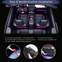 Auto Ambient 48 LED RGB LED-Streifenlicht Kabellose APP-Fernbedienung Auto-Innenraum-Atmosphärenbeleuchtung Neonlampe USB-Zigarettenanzünder-Stecker