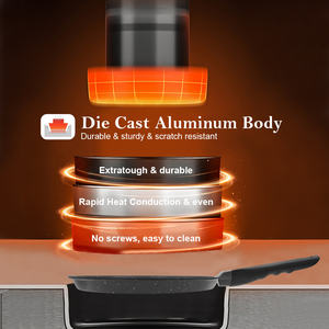 Poêle plate antiadhésive Tawa plaque chauffante en fonte d'aluminium revêtement céramique crêpe Dosa avec poignée de contrôle de la température - Product Image 6