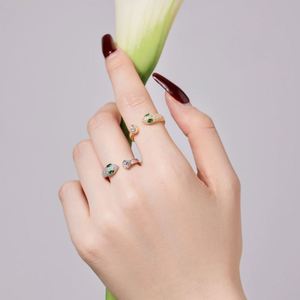 Dylam Minimalist Stylish Design S925 Silver Rhodium 18K <b>Gold</b> Plating <b>Snake</b> Open Adjustable 5A Cubic Zirconia Jewelry <b>Rings</b> - Product Image 2