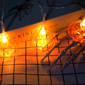 Guirlande lumineuse LED plate en forme de citrouille alimentée par USB, décoration d'Halloween, <span class=keywords><strong>Jack</strong></span>-o'-lantern pour l'intérieur, l'extérieur, les fêtes de jardin, IP44 - Product Image 5