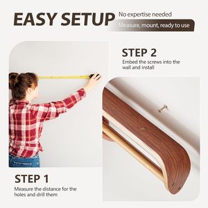 Porte-serviettes double en bois massif et <span class=keywords><strong>bambou</strong></span> Porte-serviettes double pour mur Porte-serviettes double pour salle de bain Tiges résistantes à <span class=keywords><strong>l</strong></span>'<span class=keywords><strong>eau</strong></span> - Product Image 2