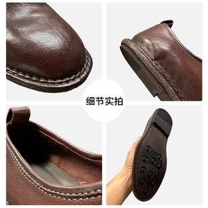 Qhccid Chaussures Derby en cuir marron pour hommes, talon bas, chaussures habillées décontractées pour le bureau, à lacets avant, couleur unie, style jeune - Product Image 5