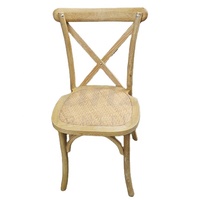 Chaise en rotin à dossier croisé en bois massif, empilable, pour mariage, événement, restaurant en plein air, lieu de réception, salle à manger