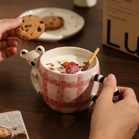 Tasse à café en céramique et porcelaine sans plomb, sans cadmium, passe au lave-vaisselle, tasse à latte pour le petit-déjeuner avec plateau, emballage personnalisé
