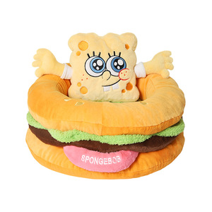 Cama Redonda para Gatos Miaoxiaoyuan con Diseño de Bob Esponja y Hamburguesa, Desmontable y Lavable, Colchón Universal para Todas las Estaciones - Product Image 3