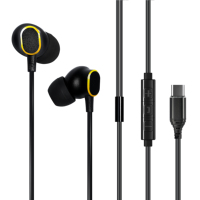 Écouteurs filaires Dairle entièrement compatibles Type-C, design ergonomique, métal et ABS personnalisés, avec cordon de 1,2 m, HiFi Gaming